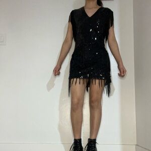 Stunning Black Sequin Mini Dress